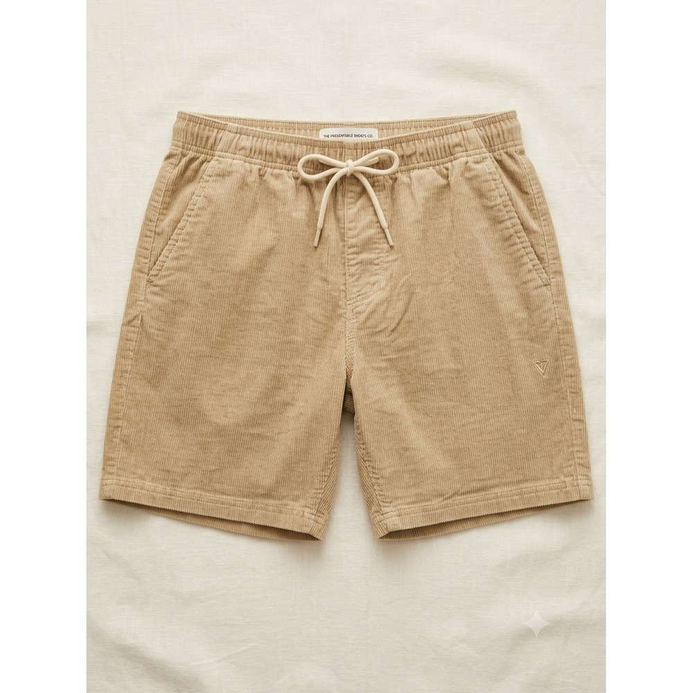 Vissla Presentable Corduroy Shorts Mens Medium Khaki Tan Organic Cotton New No T